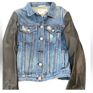 Rag & Bone Jean Denim Jacket with leather sleeves XS